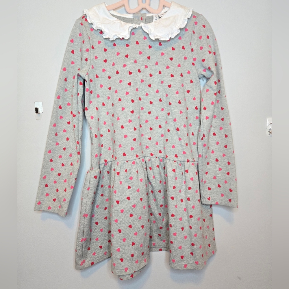 Janie and Jack The All Heart Collared Sweatshirt Dress Size 7